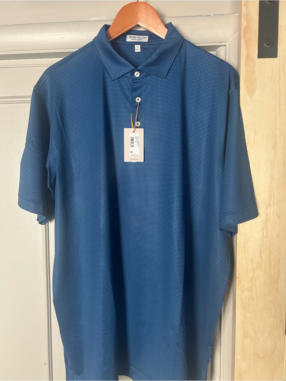 Peter Millar Blue Micro-Check Button-Down Shirt MSRP $115